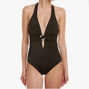 Trina Turk Women's Solid Cross Back One Piece Swimsuit